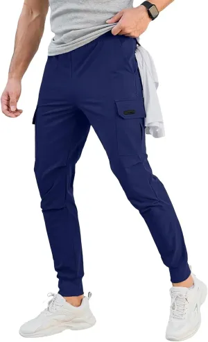 Men's Cargo Jogger Pants Stretch Sweatpants Slim Fit Tactical Pants Gym Athletic Workout Hiking Pants Casual Trousers