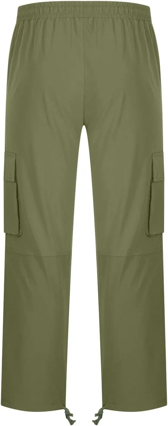 Mens Cargo Pants Classic Fit Cotton Drawstring Casual Joggers Athletic Trousers Elastic Waist Straight Sweatpants