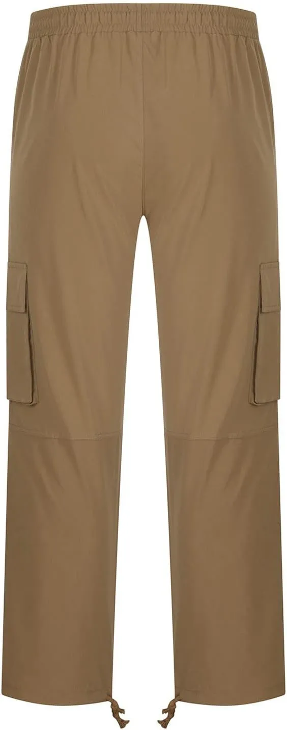 Mens Cargo Pants Classic Fit Cotton Drawstring Casual Joggers Athletic Trousers Elastic Waist Straight Sweatpants