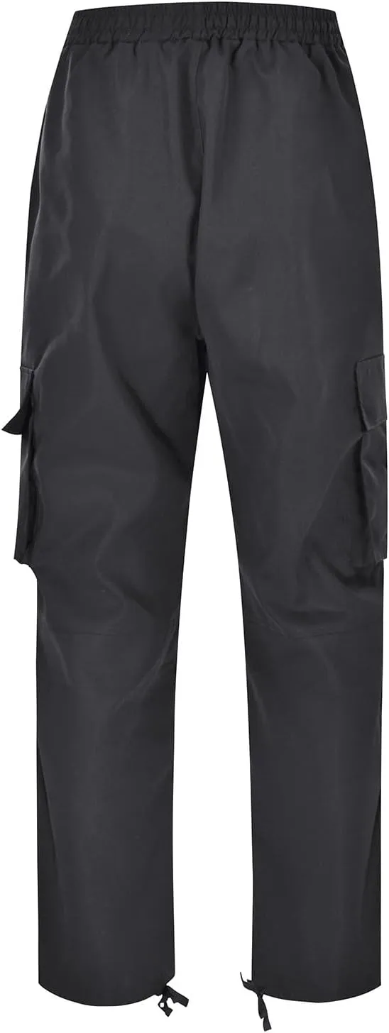 Mens Cargo Pants Classic Fit Pants, Cotton Work Pants, Casual Elastic Waist Solid Color Sports Sweatpants Multi Pcckets