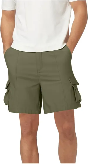 Mens Cargo Shorts Slim-Fit Elastic Waist Stretch Outdoor Work Shorts Casual Lightweight Multi Pockets Summer Shorts