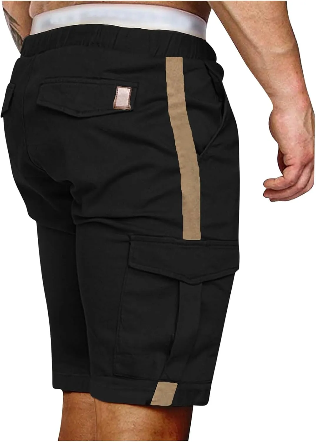 Mens Cargo Shorts Stretch Waist Slim-Fit Outdoor Active Travel Shorts Stylish Casual Leisure Shorts with Pockets