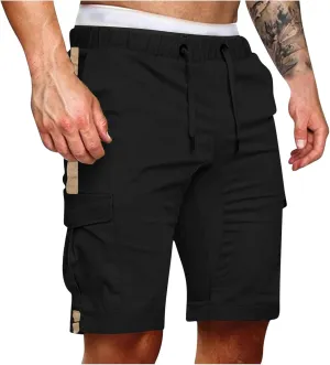 Mens Cargo Shorts Stretch Waist Slim-Fit Outdoor Active Travel Shorts Stylish Casual Leisure Shorts with Pockets