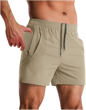 Men's Casual Beach Shorts Summer Baggy Soft Fit Drawstring Elastic Waist Shorts with Pockets Quick Dry Shorts