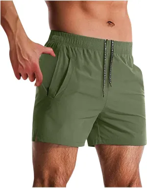 Men's Casual Beach Shorts Summer Baggy Soft Fit Drawstring Elastic Waist Shorts with Pockets Quick Dry Shorts