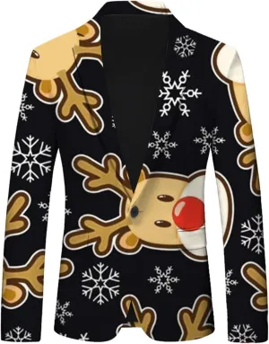 Mens Christmas Suit Jacket Ugly Christmas Blazer Jacket Funny Xmas Santa Party Blazers Sport Coat Christmas Suit for Men