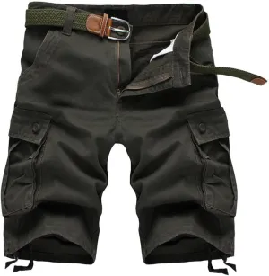 Men's Classic-Fit Twill Cargo Shorts Casual Solid Chino Golf Shorts Workout Cargo Shorts with Multi Pockets