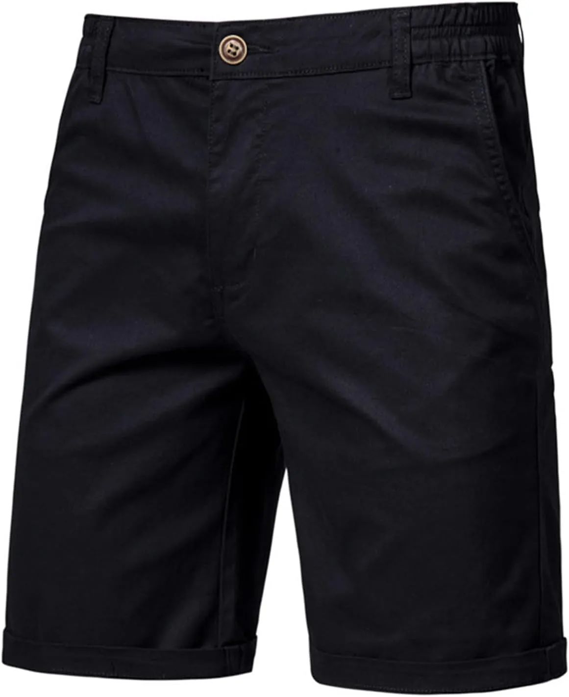 Men's Cotton Chino Shorts Elastic Waist Straight Fit Casual Shorts Slim Lightweight Summer Shorts Plus Size