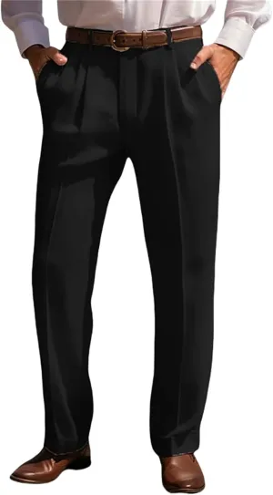 Mens Cotton Linen Trouser Classic Fit Pleat Front Straight Leg Regular Fit Pants Summer Casual Big & Tall Solid Slacks