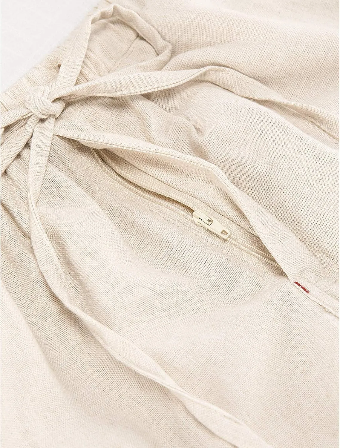 Men's Drawstring Loose Linen Beach Pants Lightweight Elastic Waist Yoga Lounge Cotton Trousers Pajamas