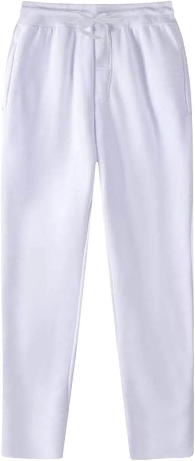 Mens Heavyweight Fleece Cargo Sweatpants, Baggy Drawstring Elastic Waist Pockets Loose Jogger Athletic Pants