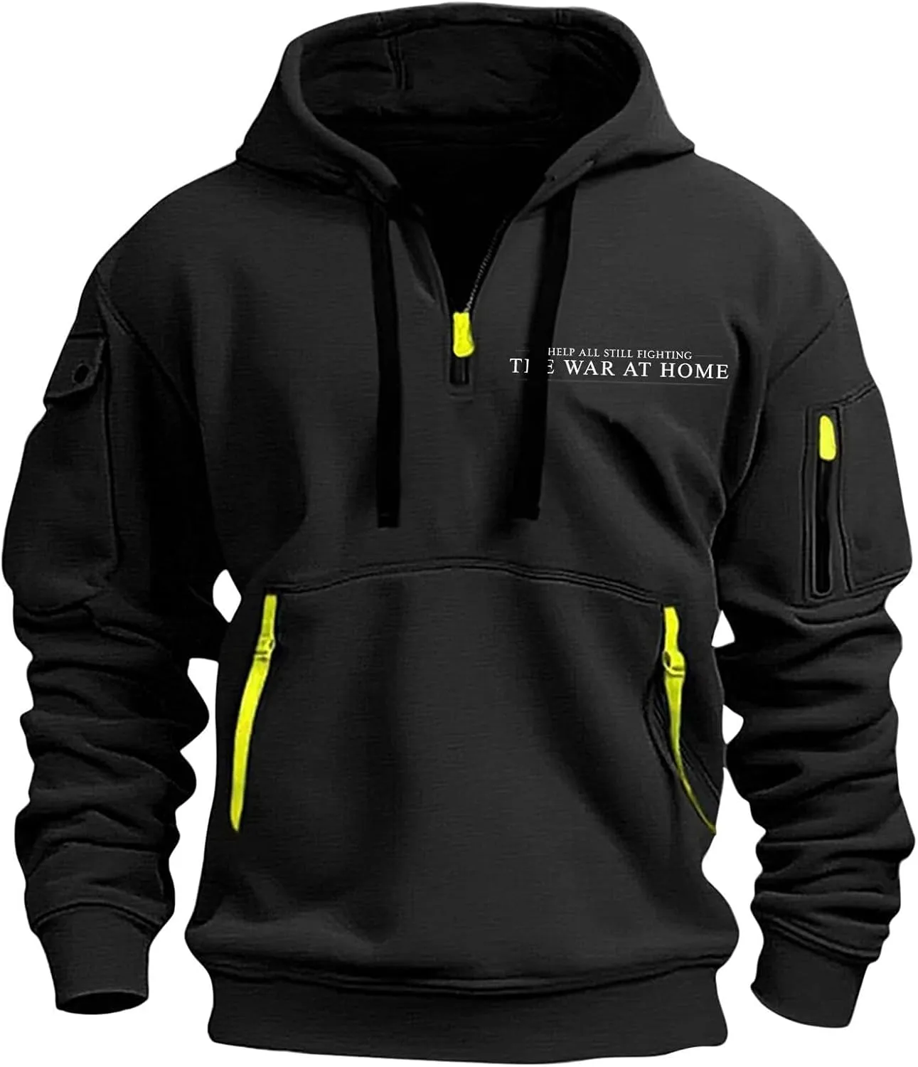 Mens Hoodie 1/4 Zip Comfort Slim Fit Gym Drawstring Mens Sweatshirt Vintage Military Hoodie with Pockets