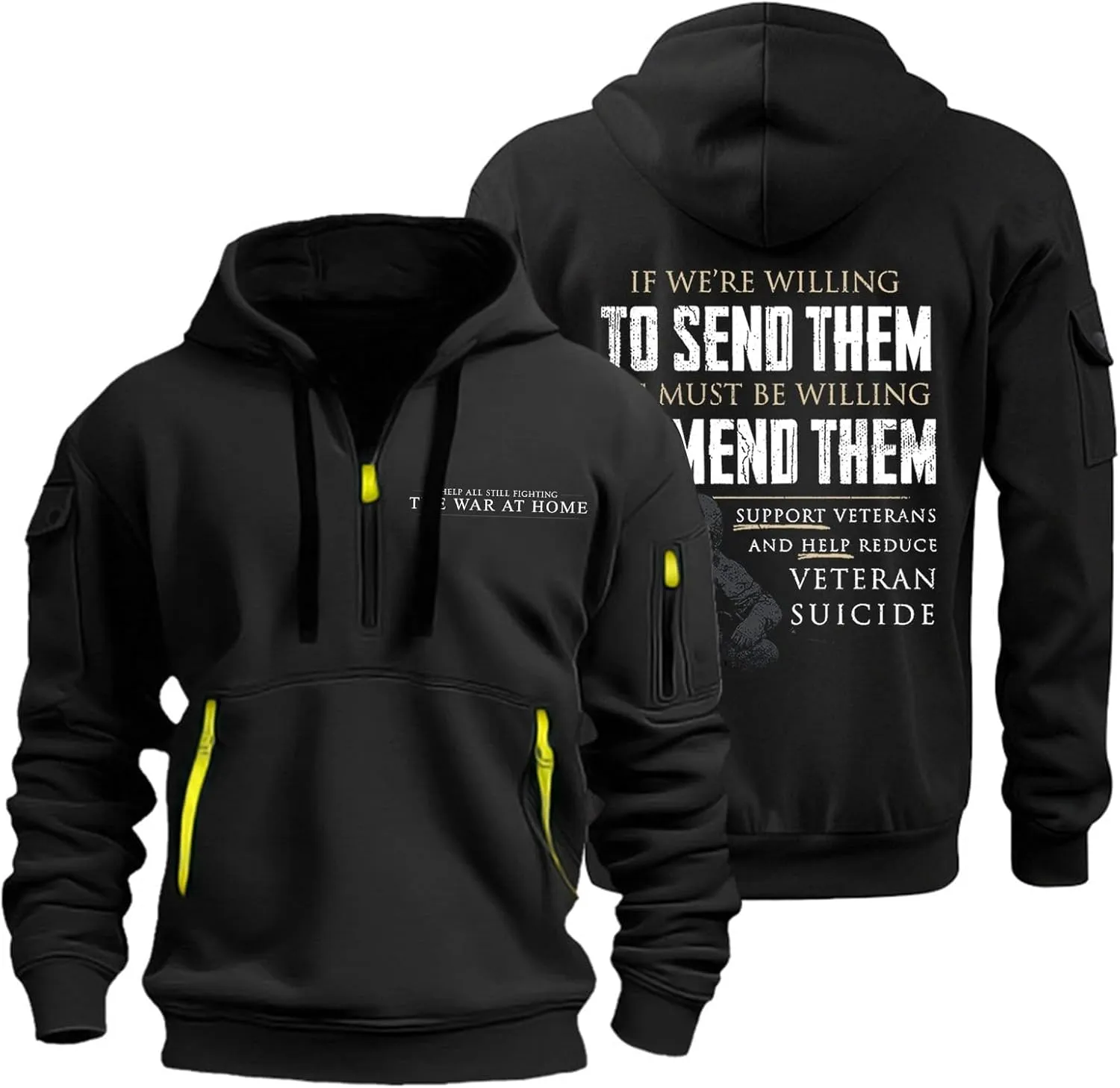 Mens Hoodie 1/4 Zip Comfort Slim Fit Gym Drawstring Mens Sweatshirt Vintage Military Hoodie with Pockets