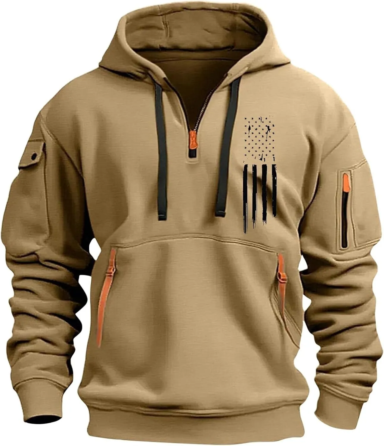 Mens Hoodies 1/4 Zip Slim Fit Basic Comfort Drawstring Mens Sweatshirt Cool Vintage Sweatshirt with Pockets