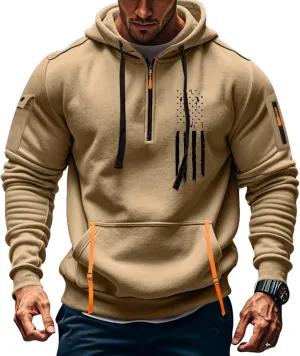 Mens Hoodies 1/4 Zip Slim Fit Basic Comfort Drawstring Mens Sweatshirt Cool Vintage Sweatshirt with Pockets
