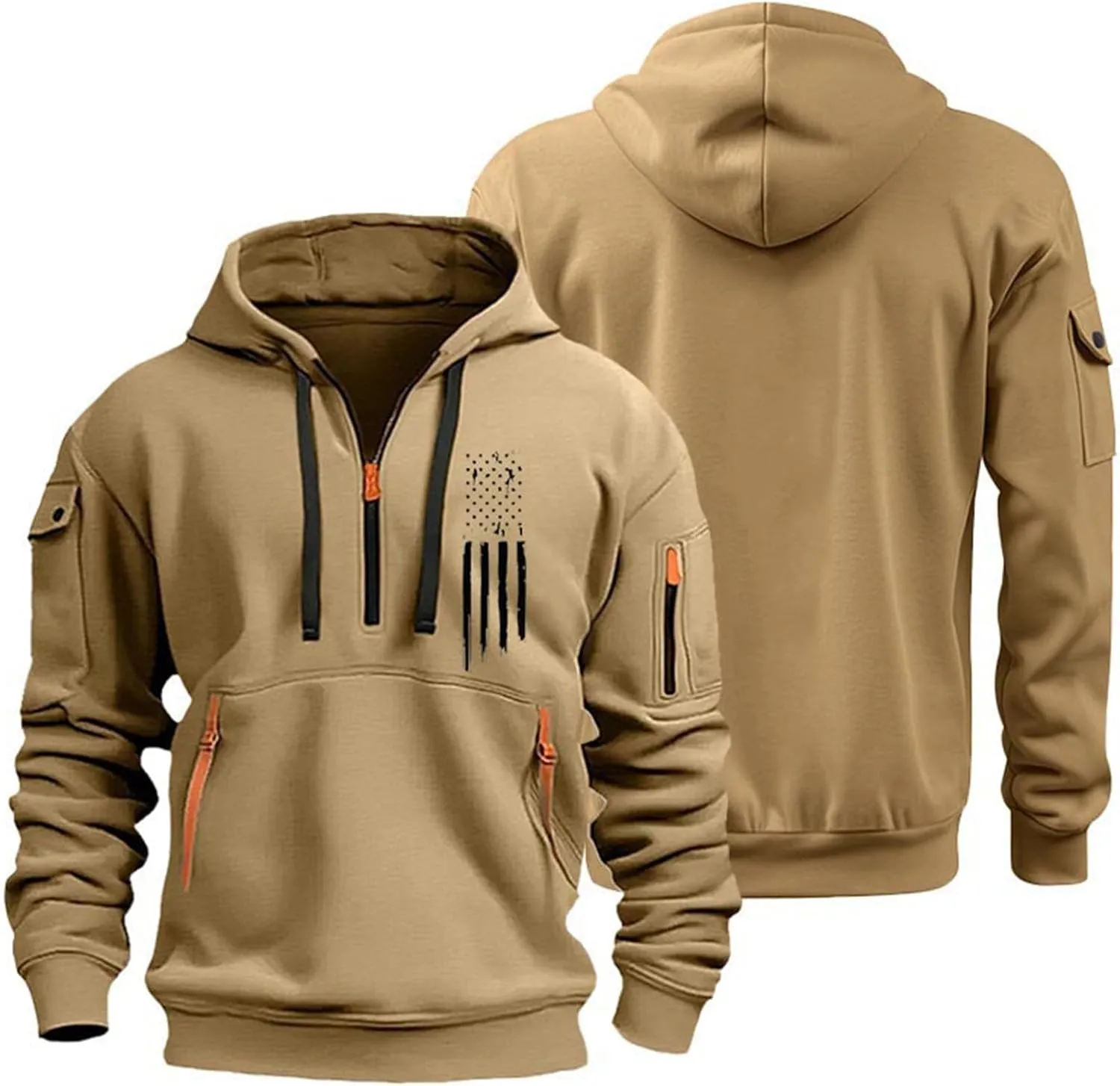 Mens Hoodies 1/4 Zip Slim Fit Basic Comfort Drawstring Mens Sweatshirt Cool Vintage Sweatshirt with Pockets