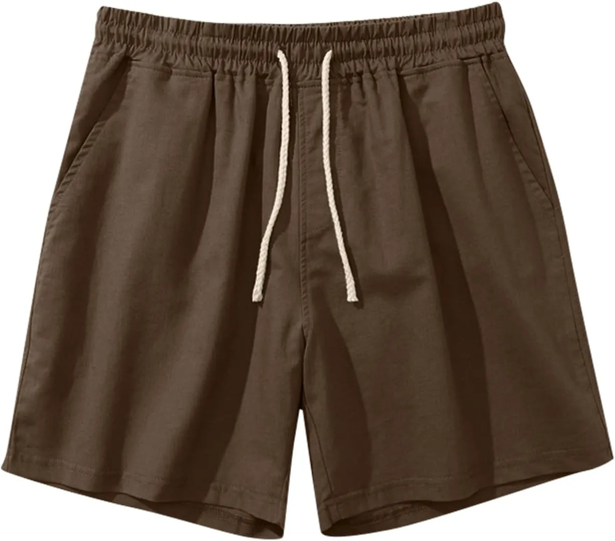 Men's Linen Shorts Slim-fit 5" Flat Front Casual Summer Stretch Shorts Golf Beach Shorts with Pockets
