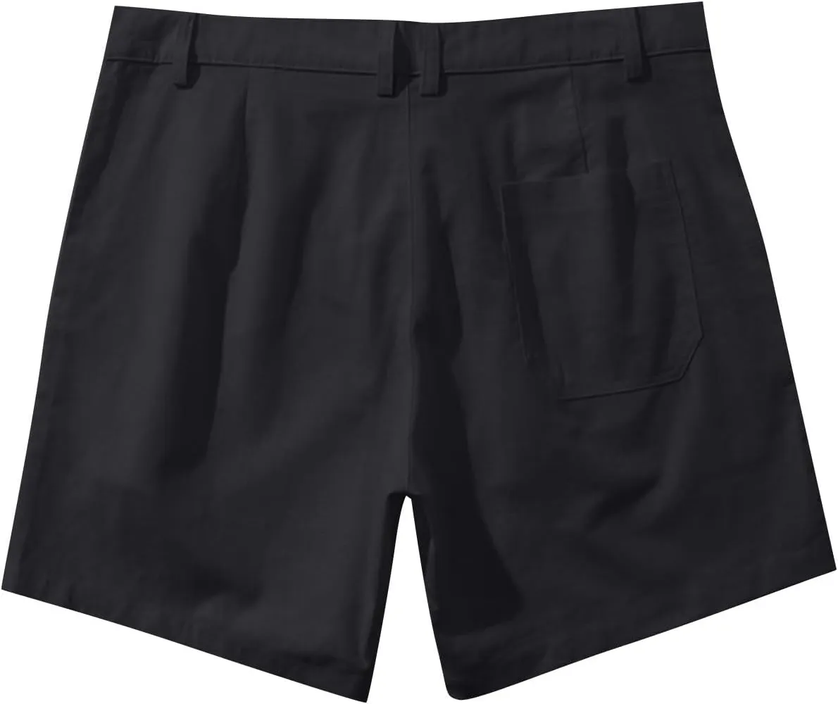 Men's Linen Shorts Slim-fit 5" Flat Front Casual Summer Stretch Shorts Golf Beach Shorts with Pockets