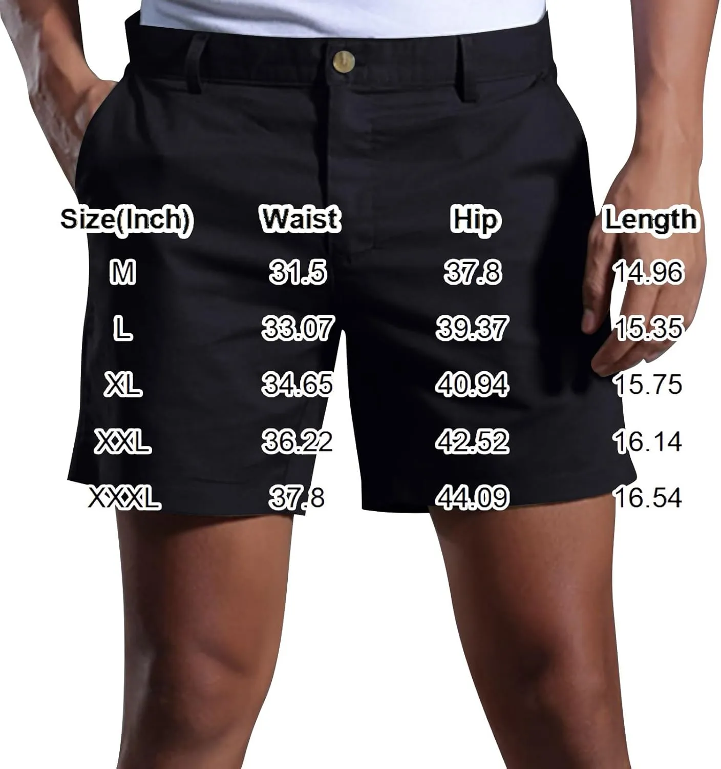 Men's Linen Shorts Slim-fit 5" Flat Front Casual Summer Stretch Shorts Golf Beach Shorts with Pockets