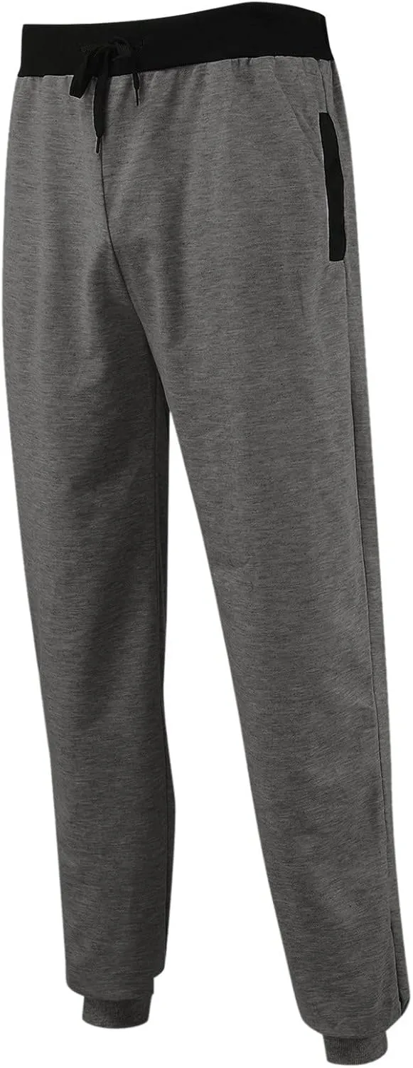 Mens Mid Waist Elastic Drawstring Solid Jogger Tapered Pants with Pockets Casual Long Pant Lightweight Soft Pajamas Trousers