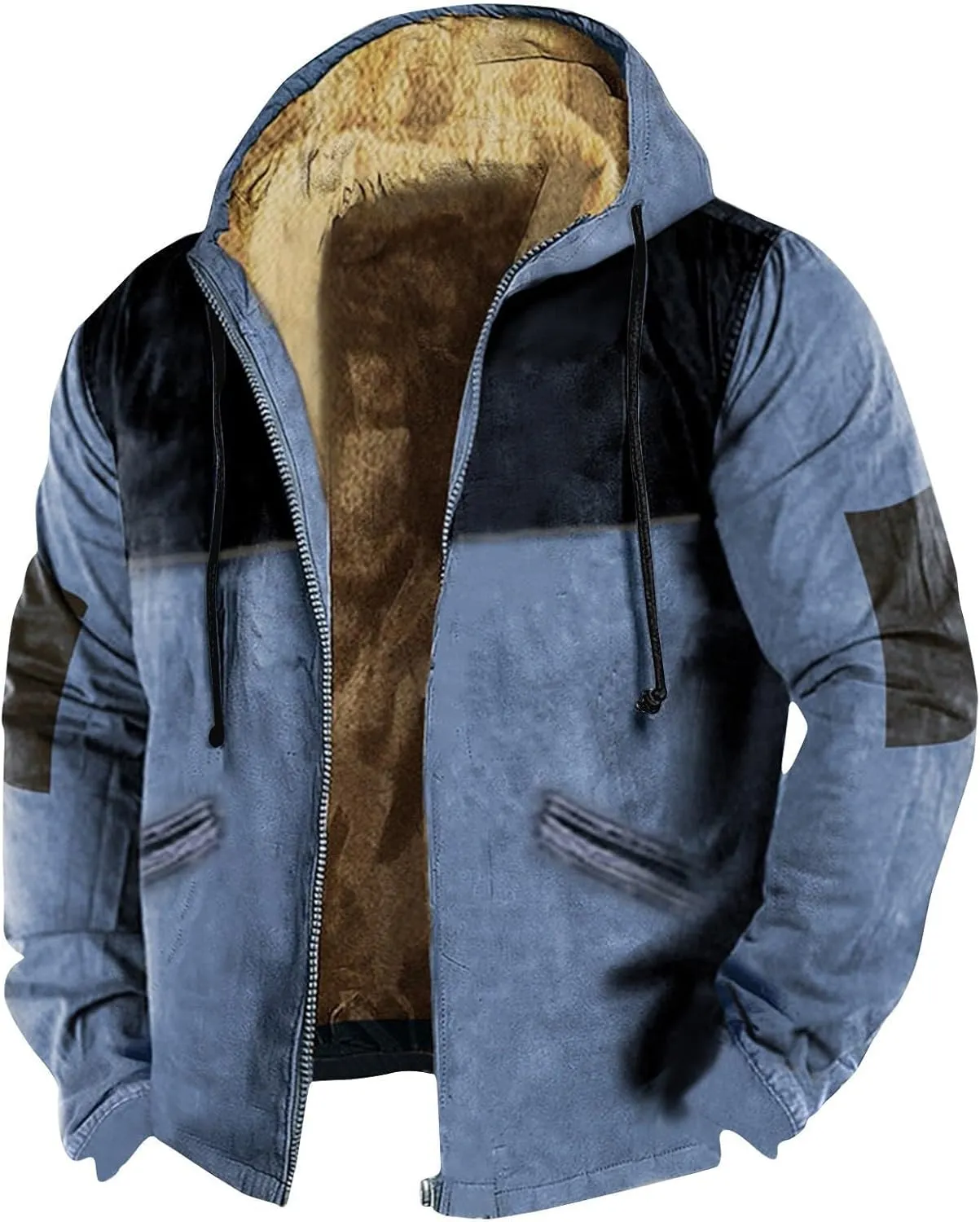 Men's Sherpa Lined Full Zip Fleece Hoodie Heavyweight Fleece Sweatshirt Thick Sherpa Lined Shirts