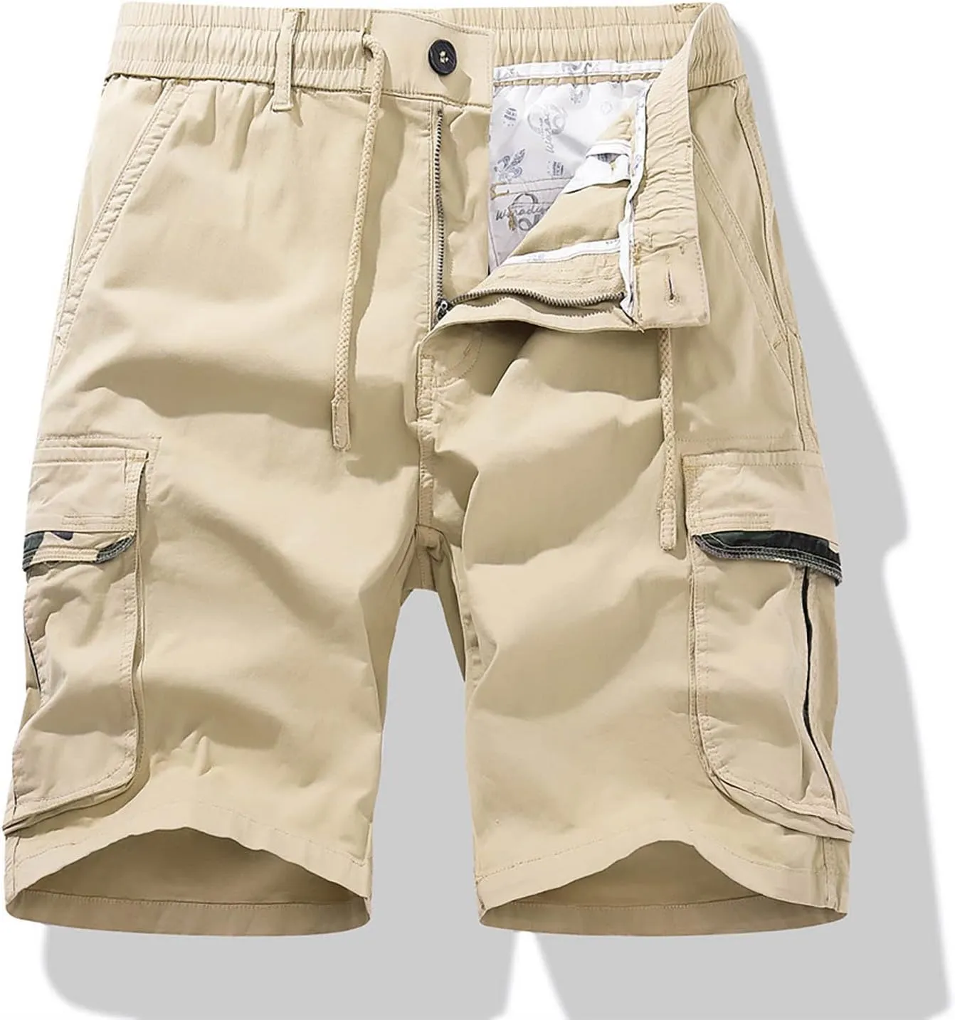 Mens Shorts 7 Inch Slim Fit Casual Twill Cargo Shorts Cotton Drawstring Classic Stretch Hiking Tactical Shorts