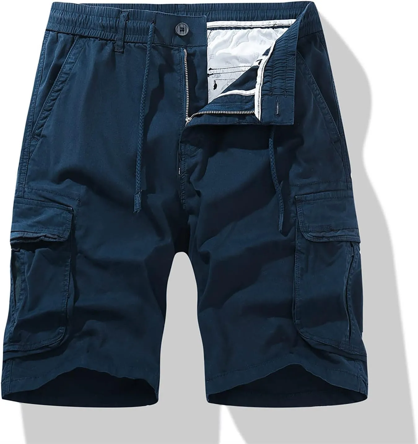 Mens Shorts 7 Inch Slim Fit Casual Twill Cargo Shorts Cotton Drawstring Classic Stretch Hiking Tactical Shorts