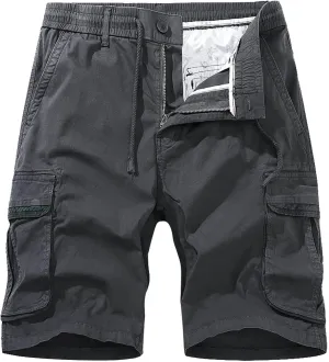Mens Shorts 7 Inch Slim Fit Casual Twill Cargo Shorts Cotton Drawstring Classic Stretch Hiking Tactical Shorts
