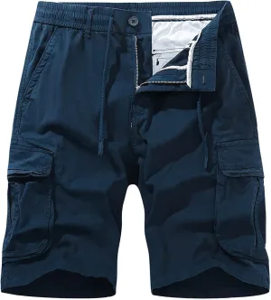 Mens Shorts 7 Inch Slim Fit Casual Twill Cargo Shorts Cotton Drawstring Classic Stretch Hiking Tactical Shorts
