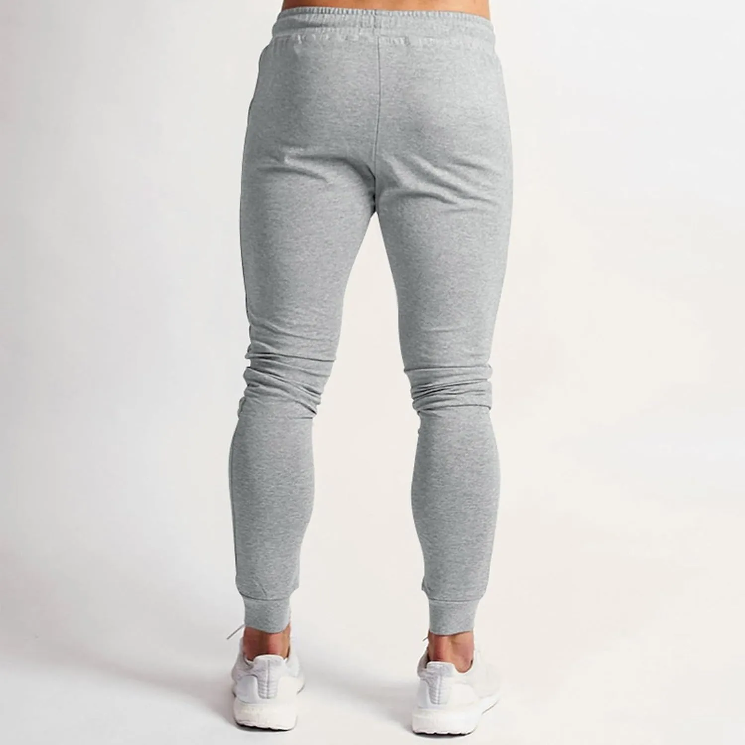 Mens Slim Fit Pants Stretch Cotton Casual Pants Classic Fit Drawstring Workout Sweatpants Elastic Waist Long Pants