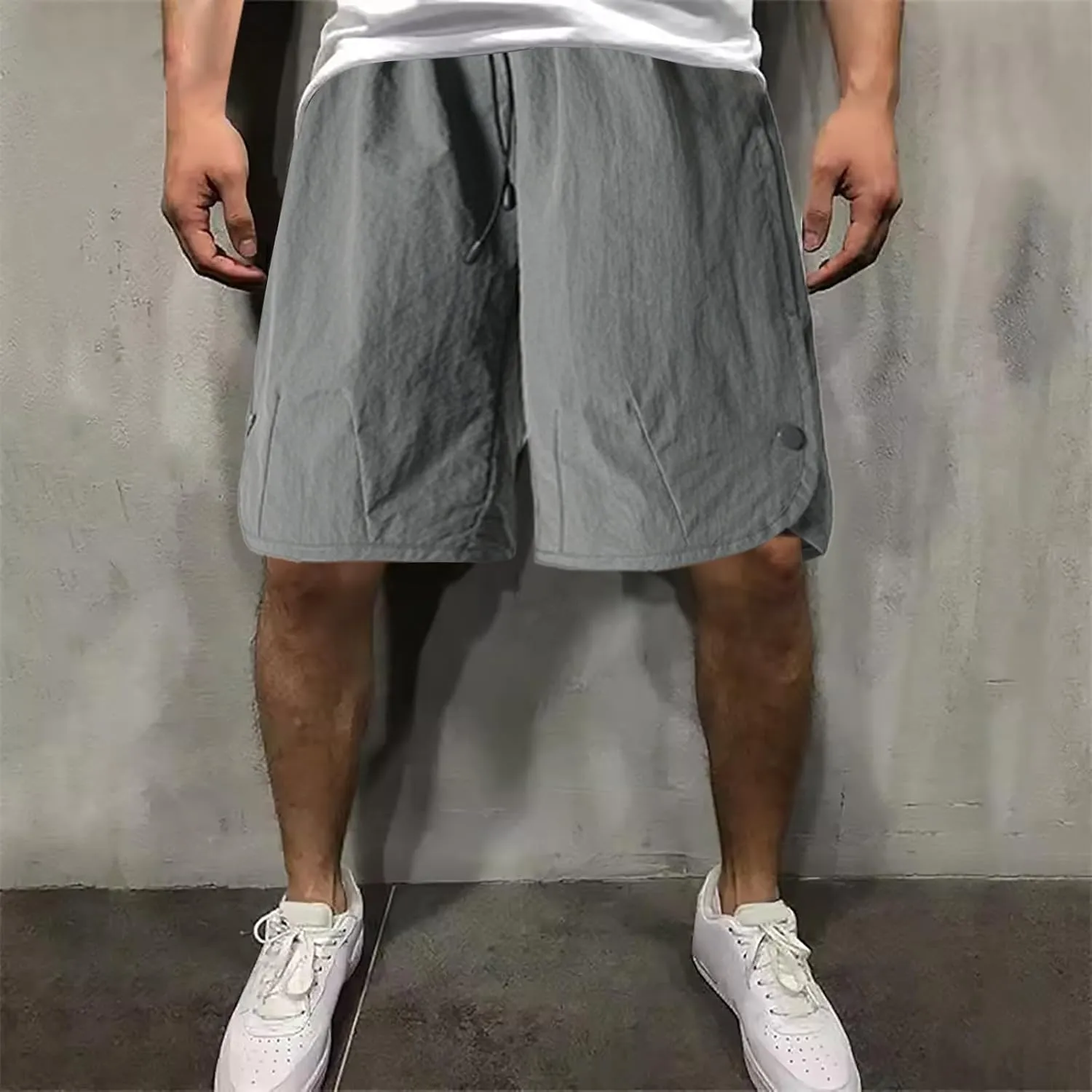Mens Summer Training Shorts Casual Elastic Waist Drawstring Bermuda Shorts Athletic Fit Baggy Basketball Workout Shorts