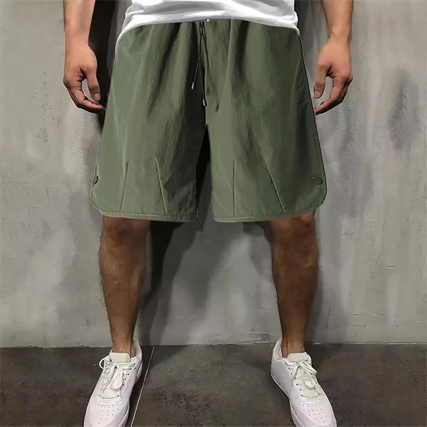 Mens Summer Training Shorts Casual Elastic Waist Drawstring Bermuda Shorts Athletic Fit Baggy Basketball Workout Shorts