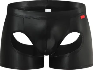 Mens T Shaped Pants Leather Double Open Cut Underwear Color Matching Mesh Low Waisted Brazilian Brazilian Underwear