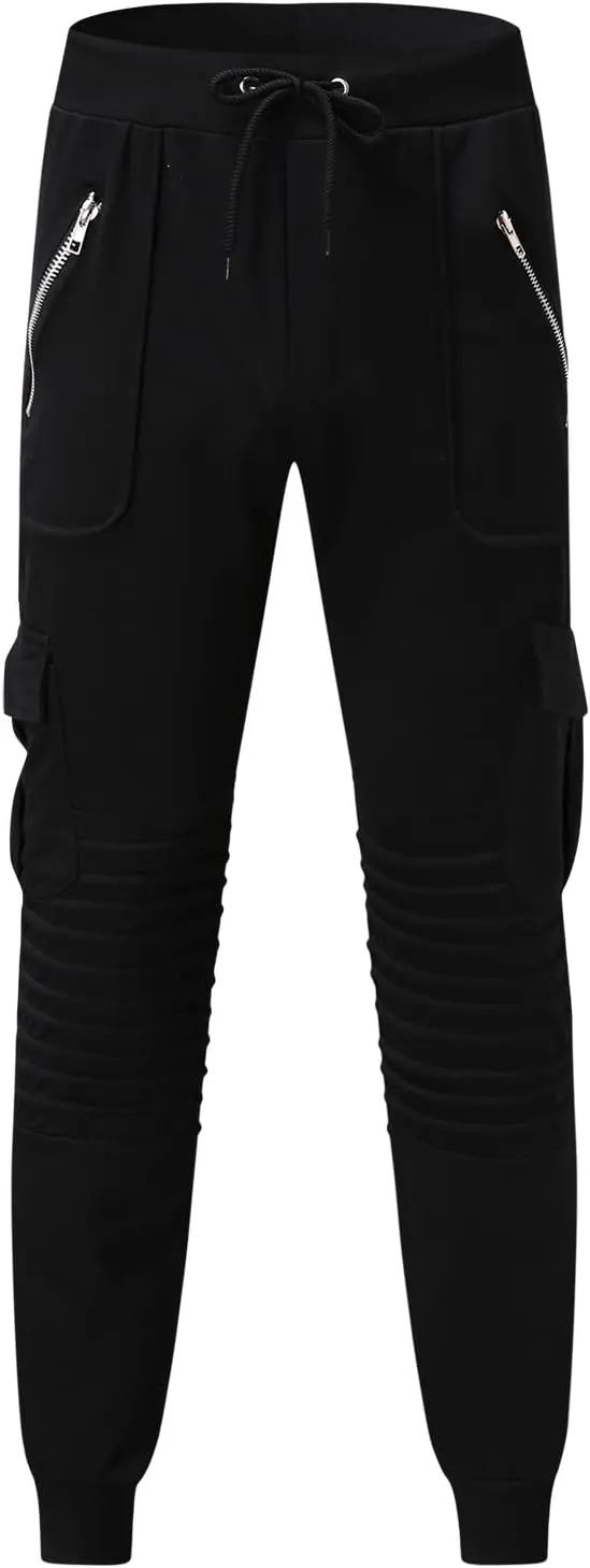 Mens Workout Cargo Sweatpants Fit Cargo Pants for Men Stretch Men's Slim Fit Fleece Pants Winter Big and Tall Stretch