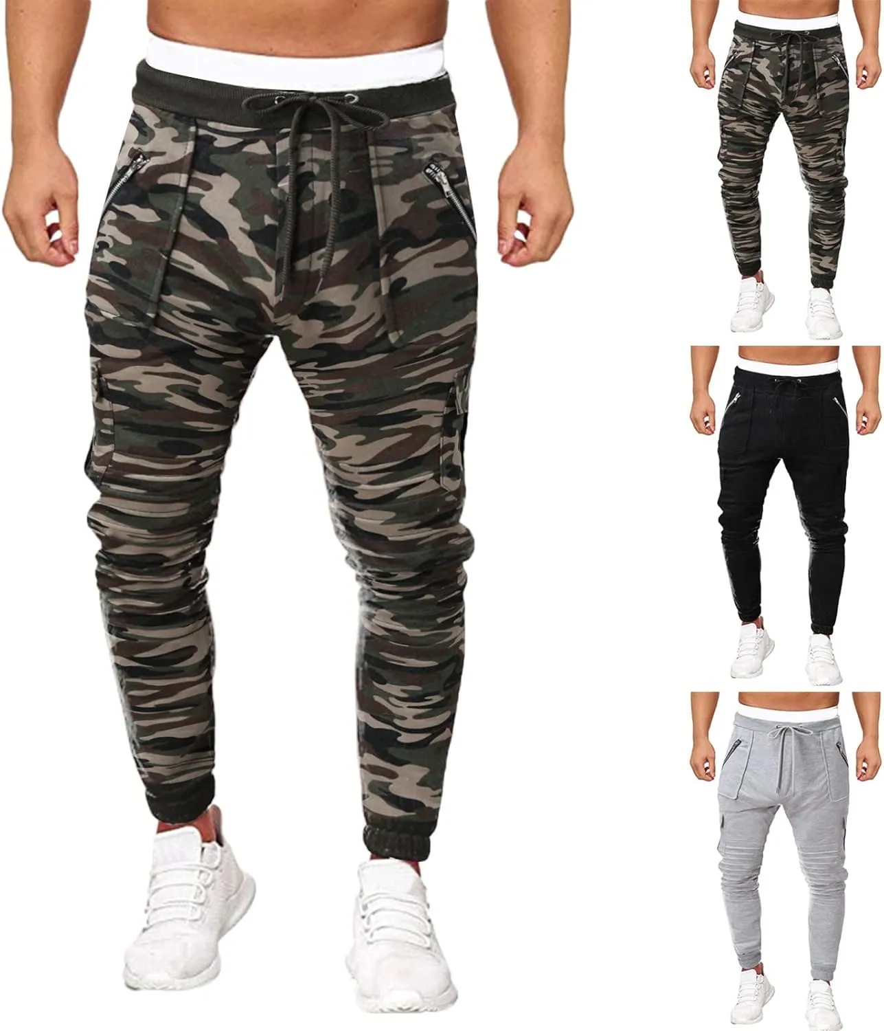 Mens Workout Cargo Sweatpants Fit Cargo Pants for Men Stretch Men's Slim Fit Fleece Pants Winter Big and Tall Stretch