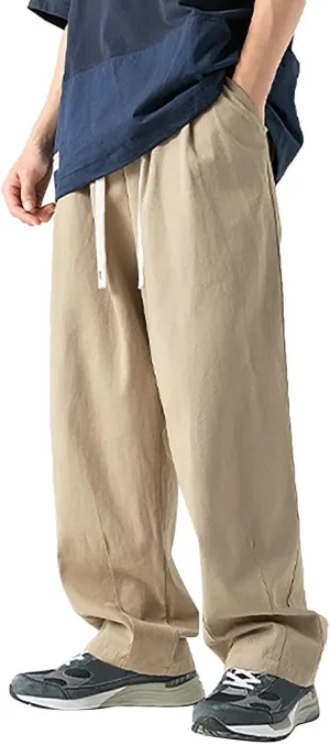 Mens Workout Cargo Sweatpants Leisure Loose Sports Running Patchwork Color Lace Up Pants Men's Flap Pocket Drawstring