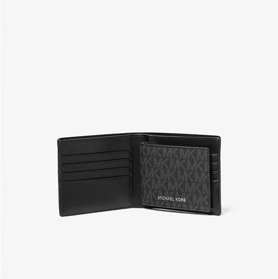 Michael Kors Harrison Logo Billfold With Passcase Wallet, black