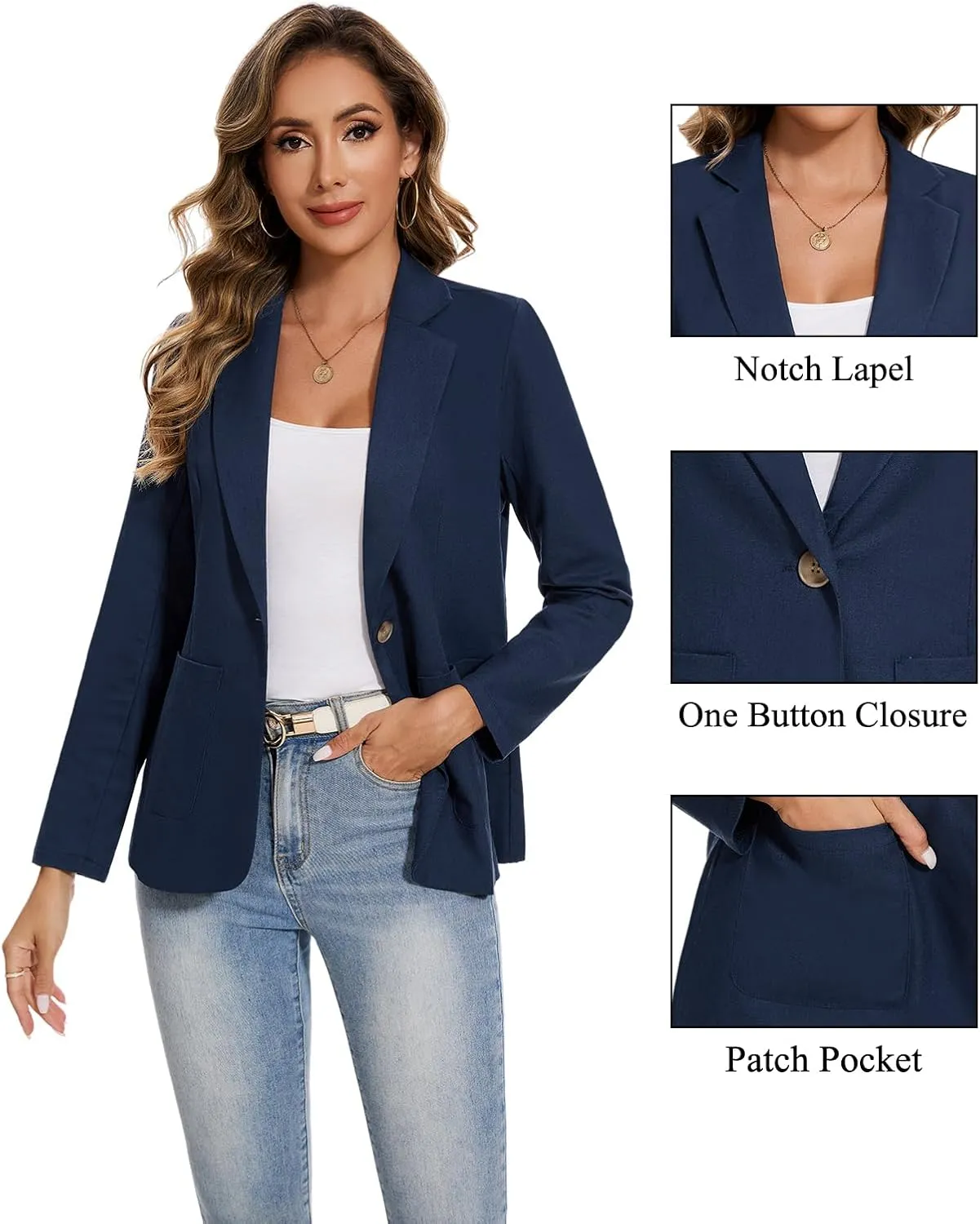 MINTLIMIT Womens Linen Cotton Blazer Casual Long Sleeve Button Front Lightweight Spring Summer Jacket Blazers with Pockets