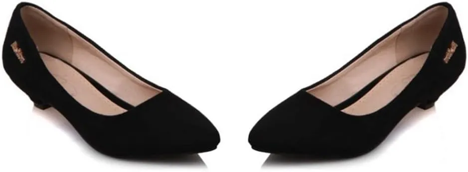 MIOKE Women's Pointed Toe Comfort Kitten Low Heel Pumps Suede Slip On Loafer Casual Daily Office Dress Shoes