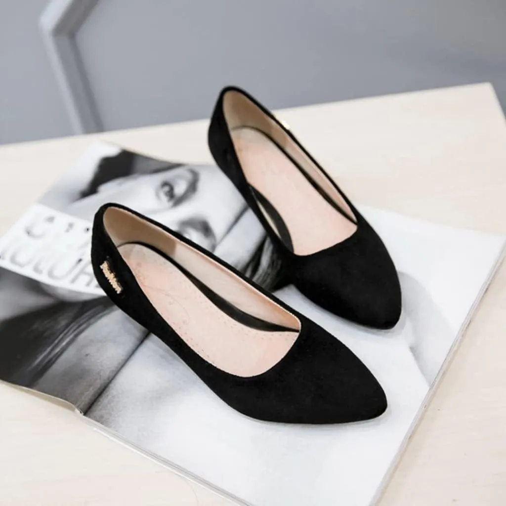 MIOKE Women's Pointed Toe Comfort Kitten Low Heel Pumps Suede Slip On Loafer Casual Daily Office Dress Shoes