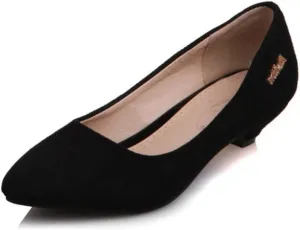 MIOKE Women's Pointed Toe Comfort Kitten Low Heel Pumps Suede Slip On Loafer Casual Daily Office Dress Shoes