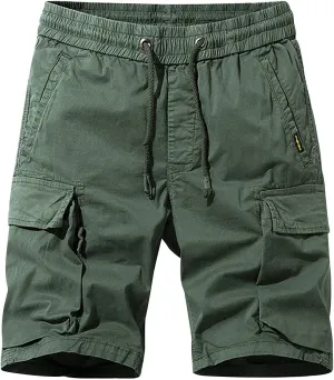 Muscularfit Mens Casual Shorts Drawstring Elastic Waist Multi Pocket Cargo Shorts Summer Beach Work Athletic Tooling Shorts