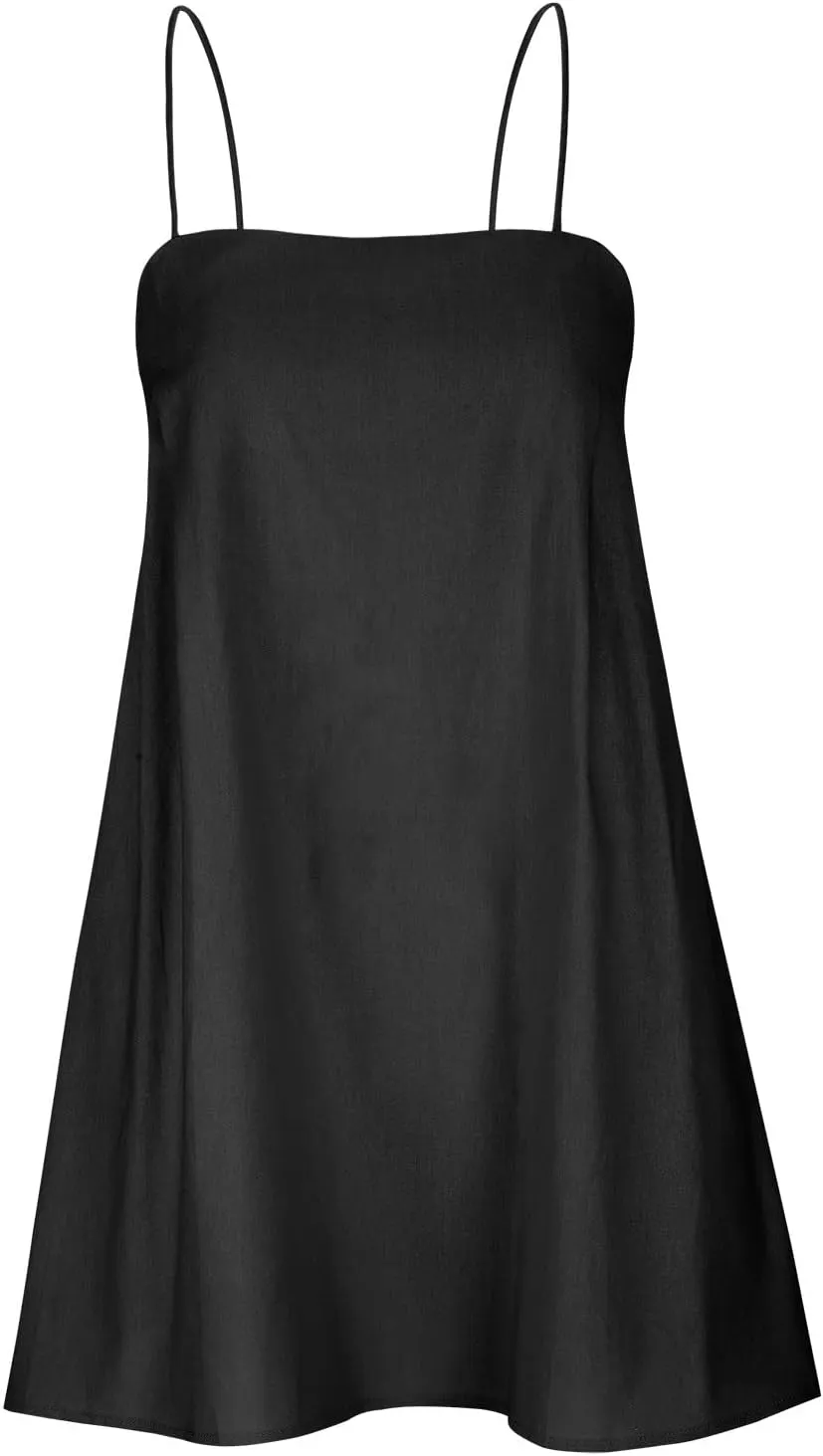 NaRHbrg Womens Spaghetti Strap Mini Dress Casual Loose Slip Sundress Sleeveless Summer Beach Dresses Lightweight Tunic