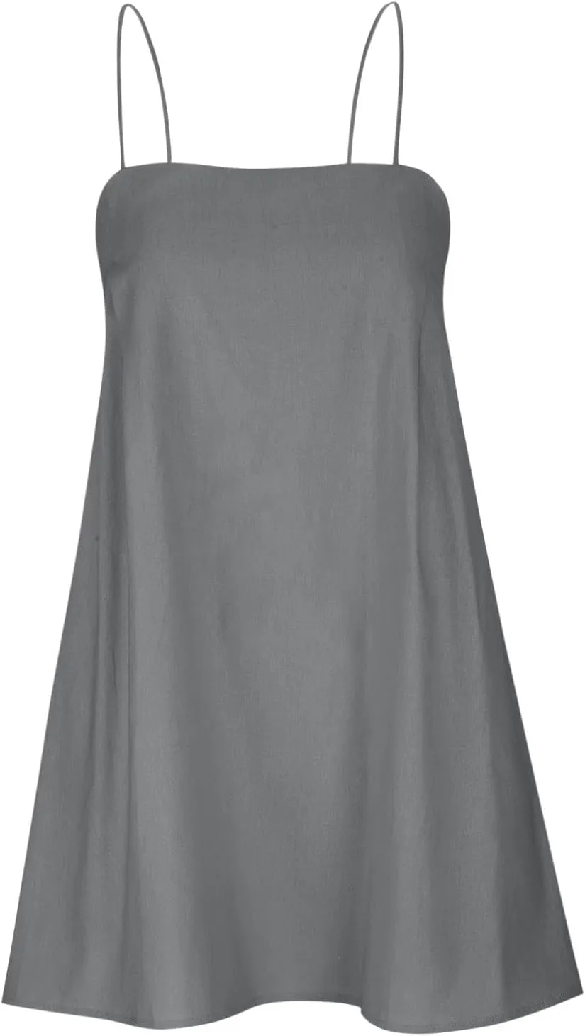 NaRHbrg Womens Spaghetti Strap Mini Dress Casual Loose Slip Sundress Sleeveless Summer Beach Dresses Lightweight Tunic