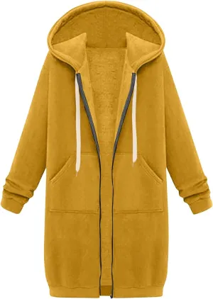 NBXNZWF Women's Zip Up Hoodies 2025 Fall Casual Oversized Fleece Long Tunic Long Sleeve Sweatshirts Jackets With Pockets