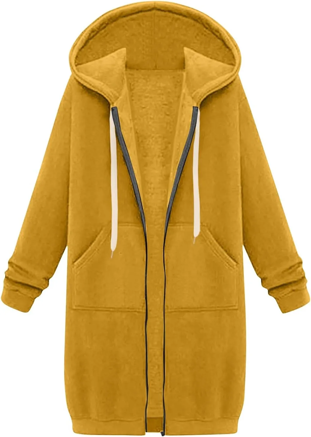 NBXNZWF Women's Zip Up Hoodies 2025 Fall Casual Oversized Fleece Long Tunic Long Sleeve Sweatshirts Jackets With Pockets
