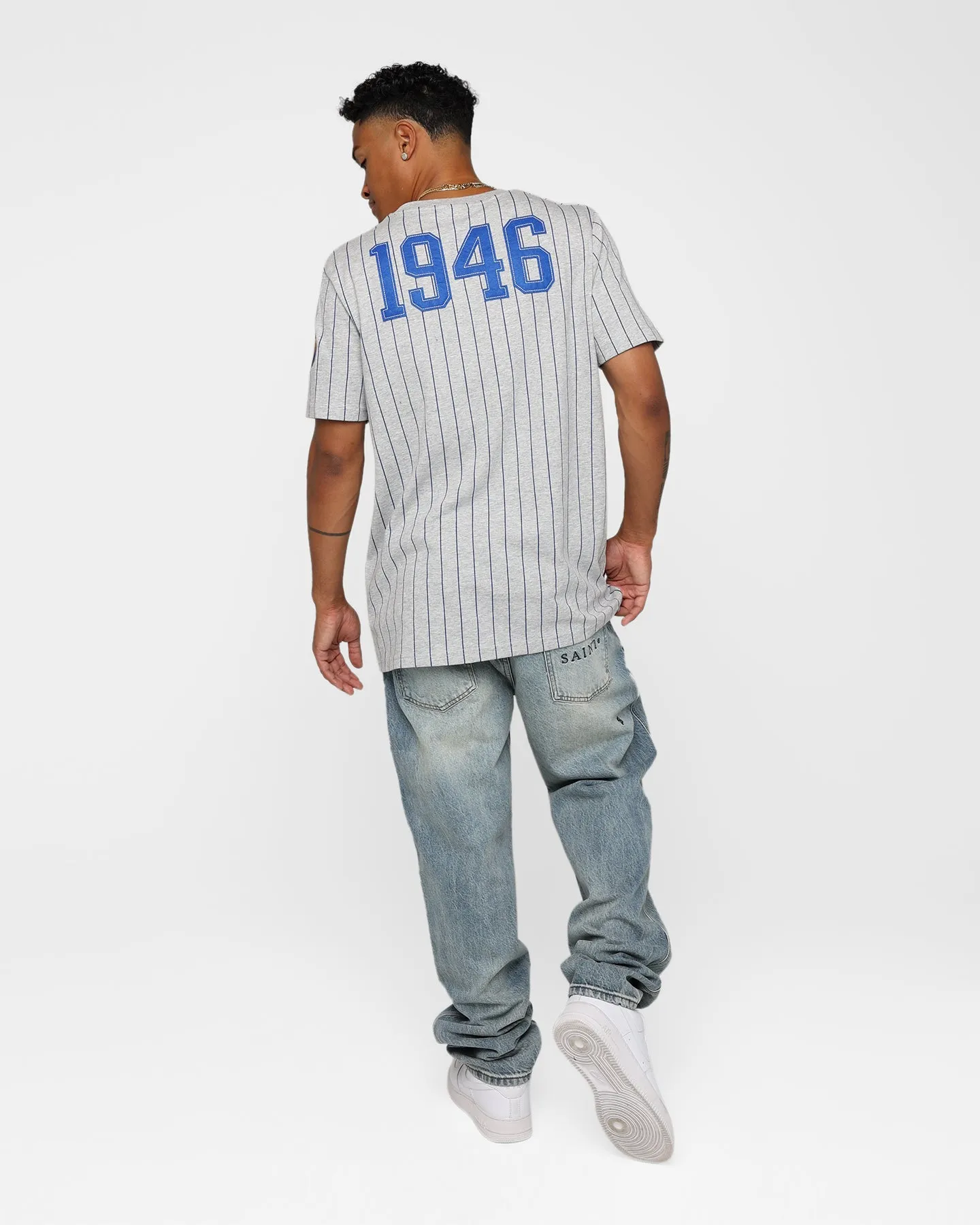 New Era Golden State Warriors Pinstripe T-Shirt Grey