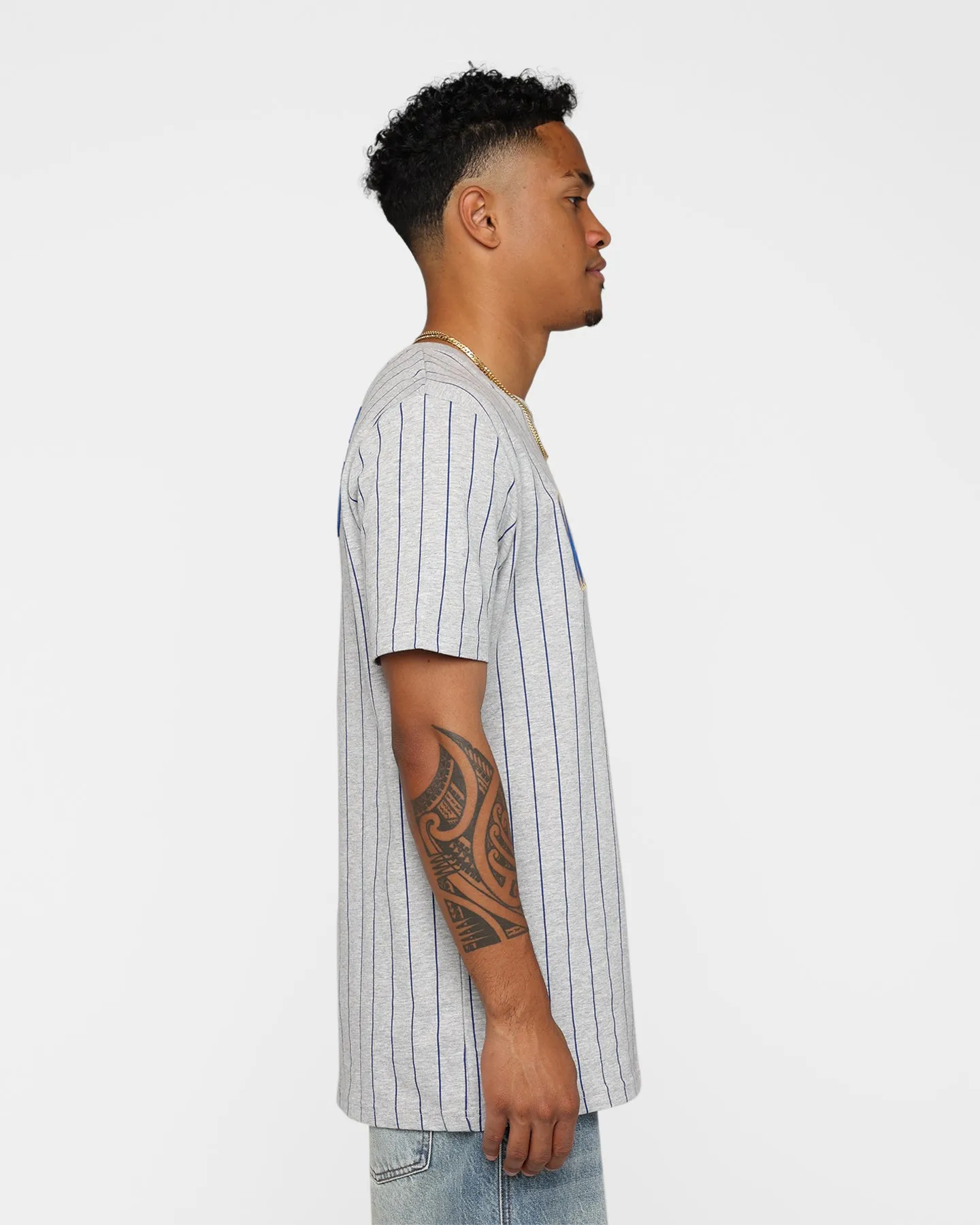 New Era Golden State Warriors Pinstripe T-Shirt Grey