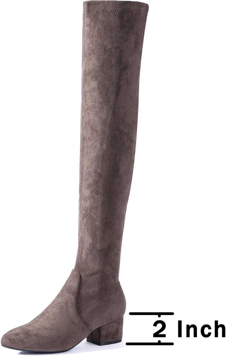 N.N.G Women Over the Knee Boots Low Heel Winter Block Suede Thigh High Chunky OTK Long Comfort
