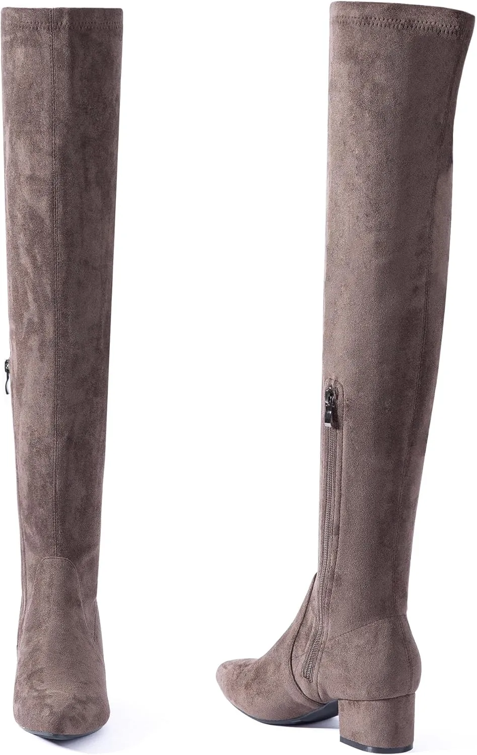N.N.G Women Over the Knee Boots Low Heel Winter Block Suede Thigh High Chunky OTK Long Comfort